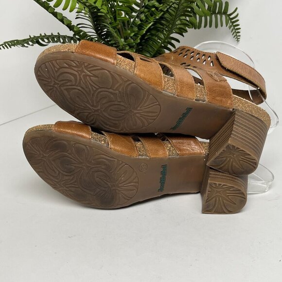 Josef Seibel Sandals Brown Heel Cut-out Sunny Leather 39 US 8 Velcro Strap - Picture 4 of 8